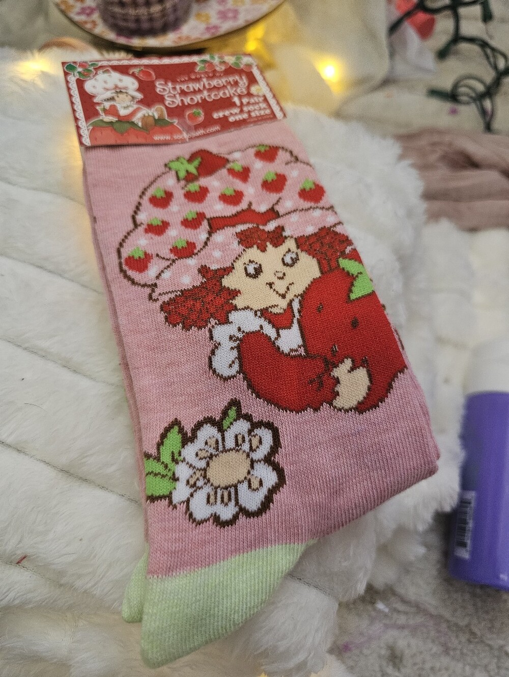 Strawberry Shortcake Pink Character Crew Socks
